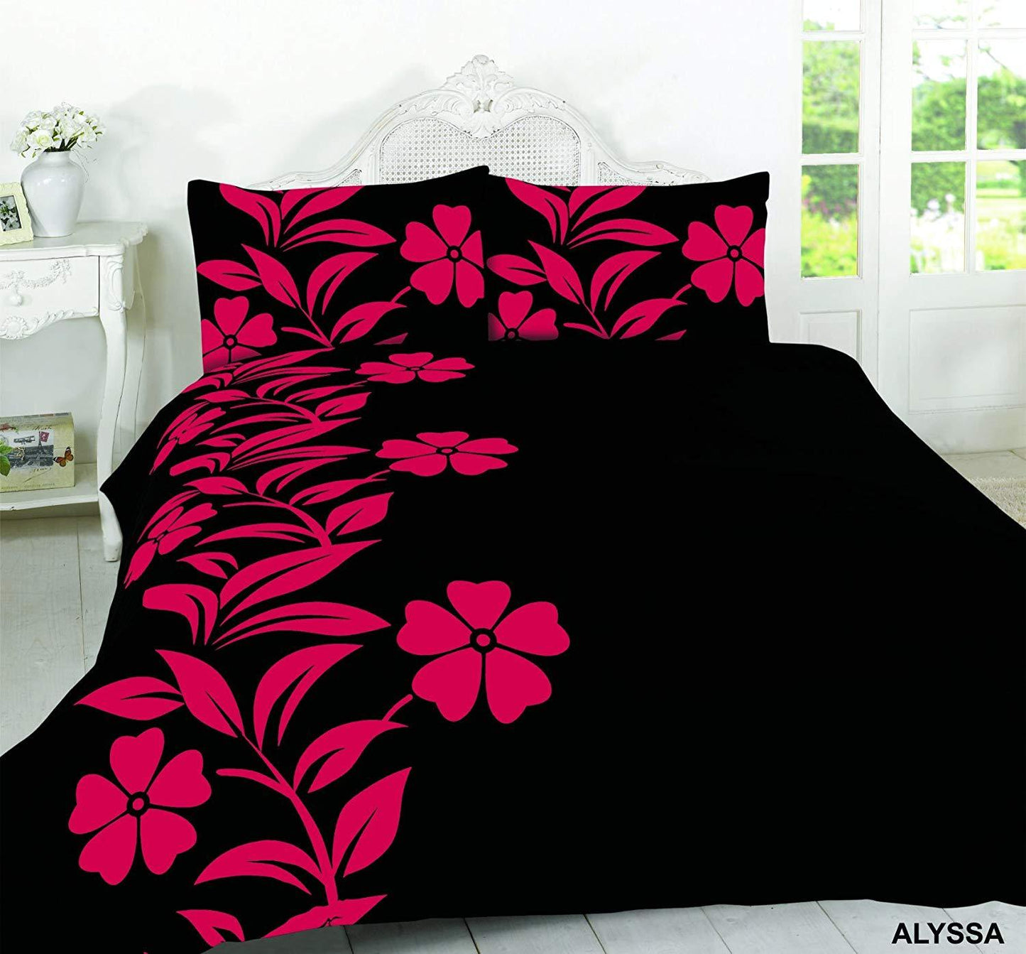 Luxury ALYSSA Red-Black Duvet Cover Set – PolyCotton Fabric - Comfort Style