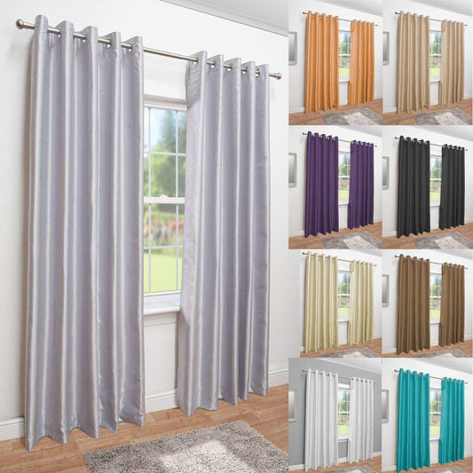 Pair of FAUX SILK Ready Made Curtains β Colors & Sizes Available - Comfort Style