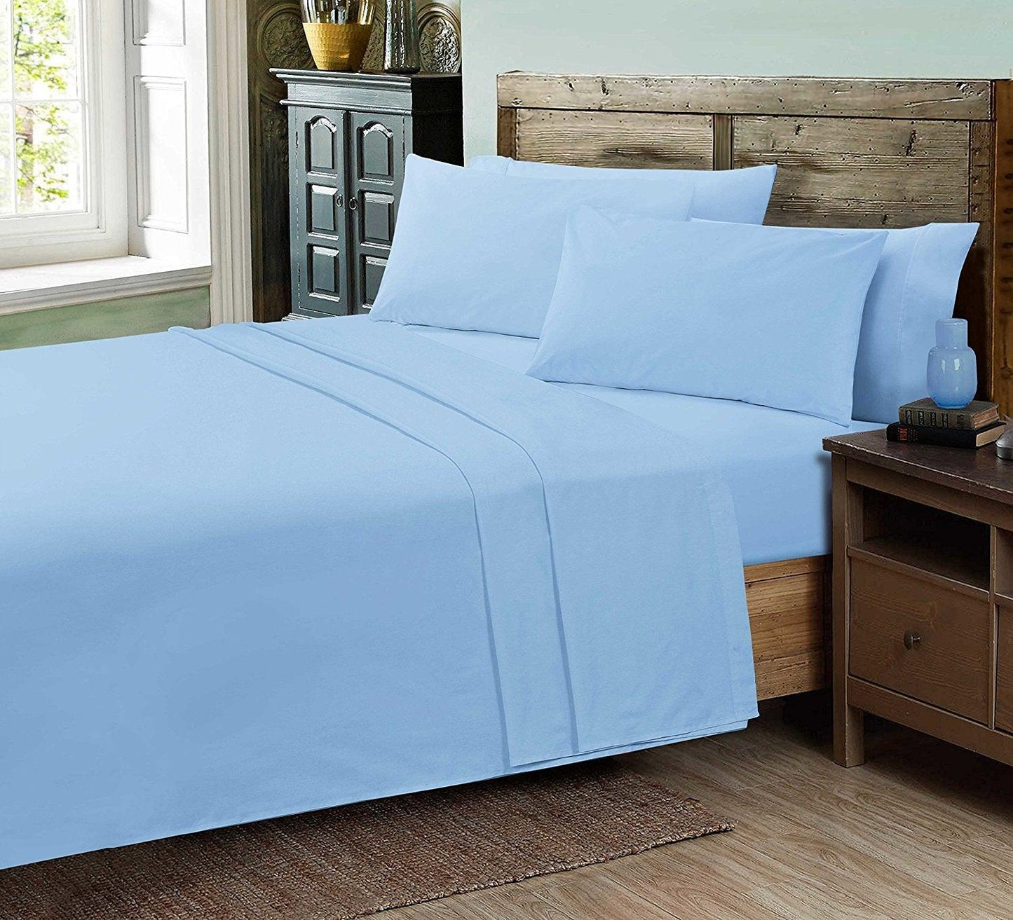 Luxurious Super Poly-Cotton FLAT BED SHEETS ~ Plain Dyed PERCALE Flat BEDDING SET - Comfort Style
