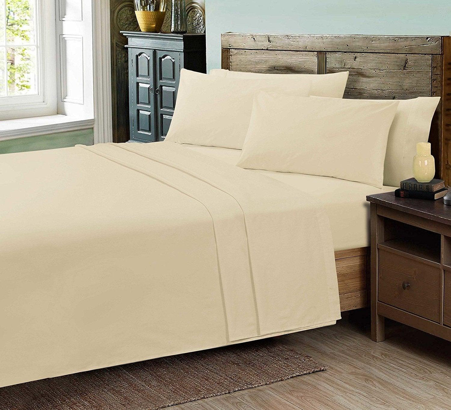 Luxurious Super Poly-Cotton FLAT BED SHEETS ~ Plain Dyed PERCALE Flat BEDDING SET - Comfort Style