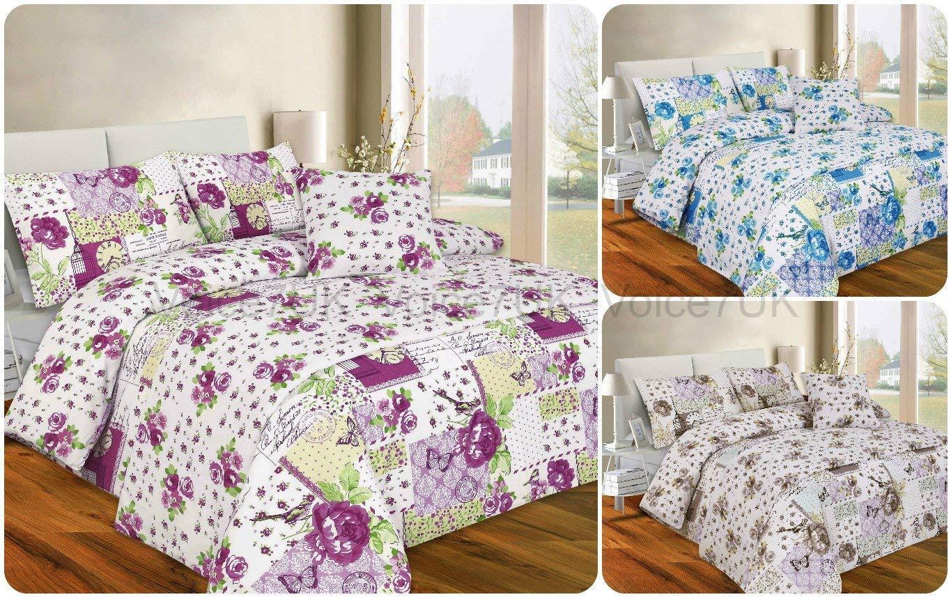 Luxurious 5pc HARPER Bed in a Bag Bedding Set (Duvet Cover + Pillowcases + Cushion Cover + Bed Runner ~ 3 Colors UK SIZES NEW (KING SET, HARPER - Lilac) - Comfort Style