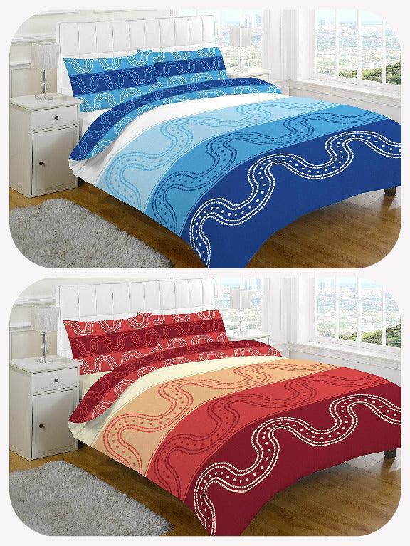 DECENT Medallion DUVET SET - Quilt / Duvet Cover + 2 Pillow Cases SNAKY Floral Prints on POLYCOTON STUFF, UK SIZES - Comfort Style