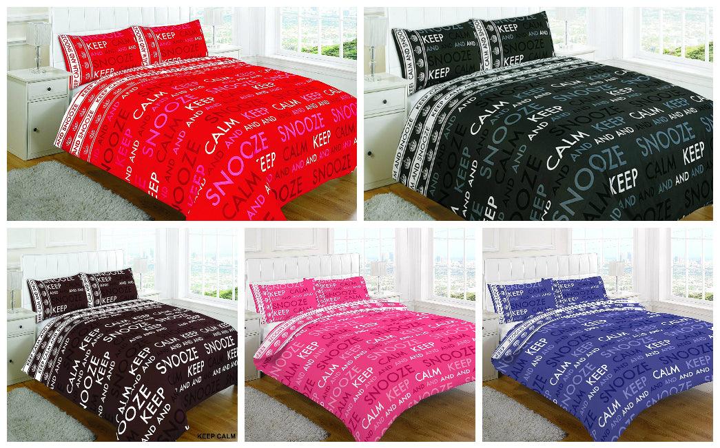 KEEP CALM DUVET SET - CONSISTS DUVET COVER WITH 2 MATCHING PILLOW CASES, POLYCOTON SUPER STUFF WITH ALL UK SIZES Single, Double, King & Super King - Comfort Style