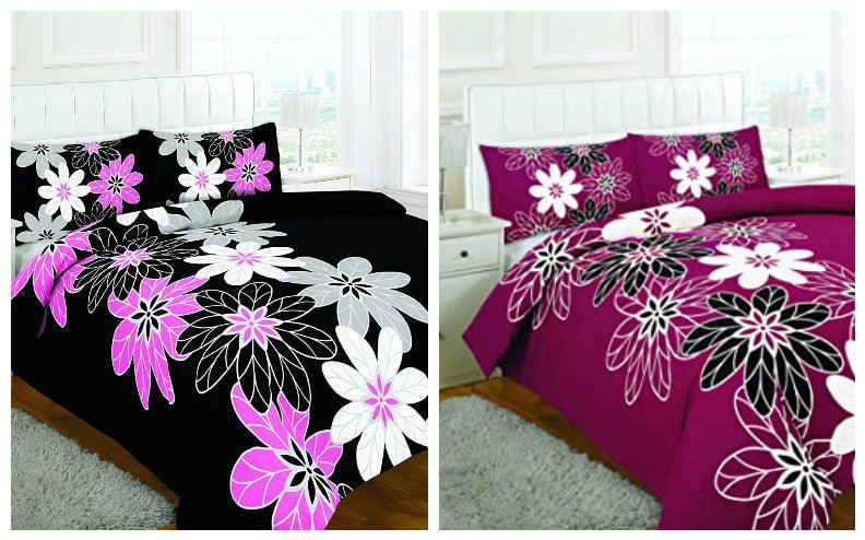 MODERN LYNDA DUVET COVER + 2 MATCHING PILLOW CASES - POLYCOTON LUXURY BEDDING SET, Single Double King & Super King ALL UK SIZES - Comfort Style