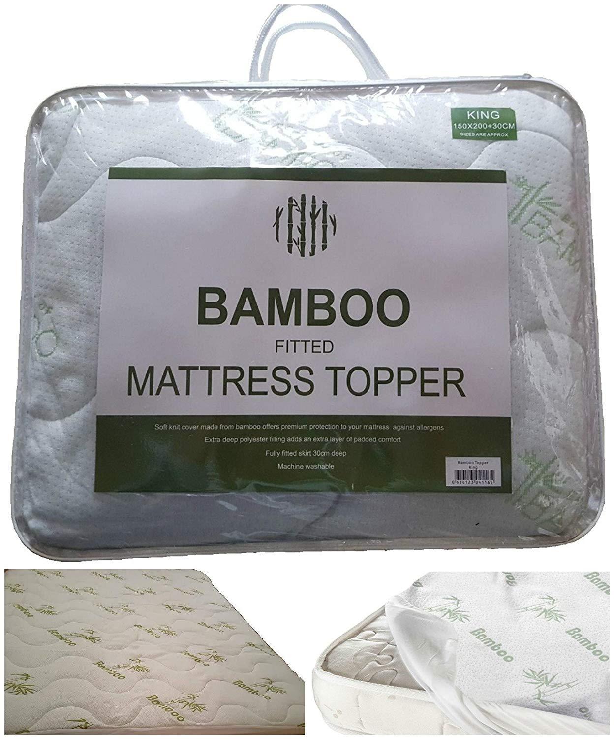 New High Quality Extra-Deep 12” (30cm) BAMBOO MATTRESS TOPPER (Mattress Protector) ~ Fitted Sheet Style Hygienic & Hypoallergenic Protector ~ UK SIZES (SUPER KING) - Comfort Style