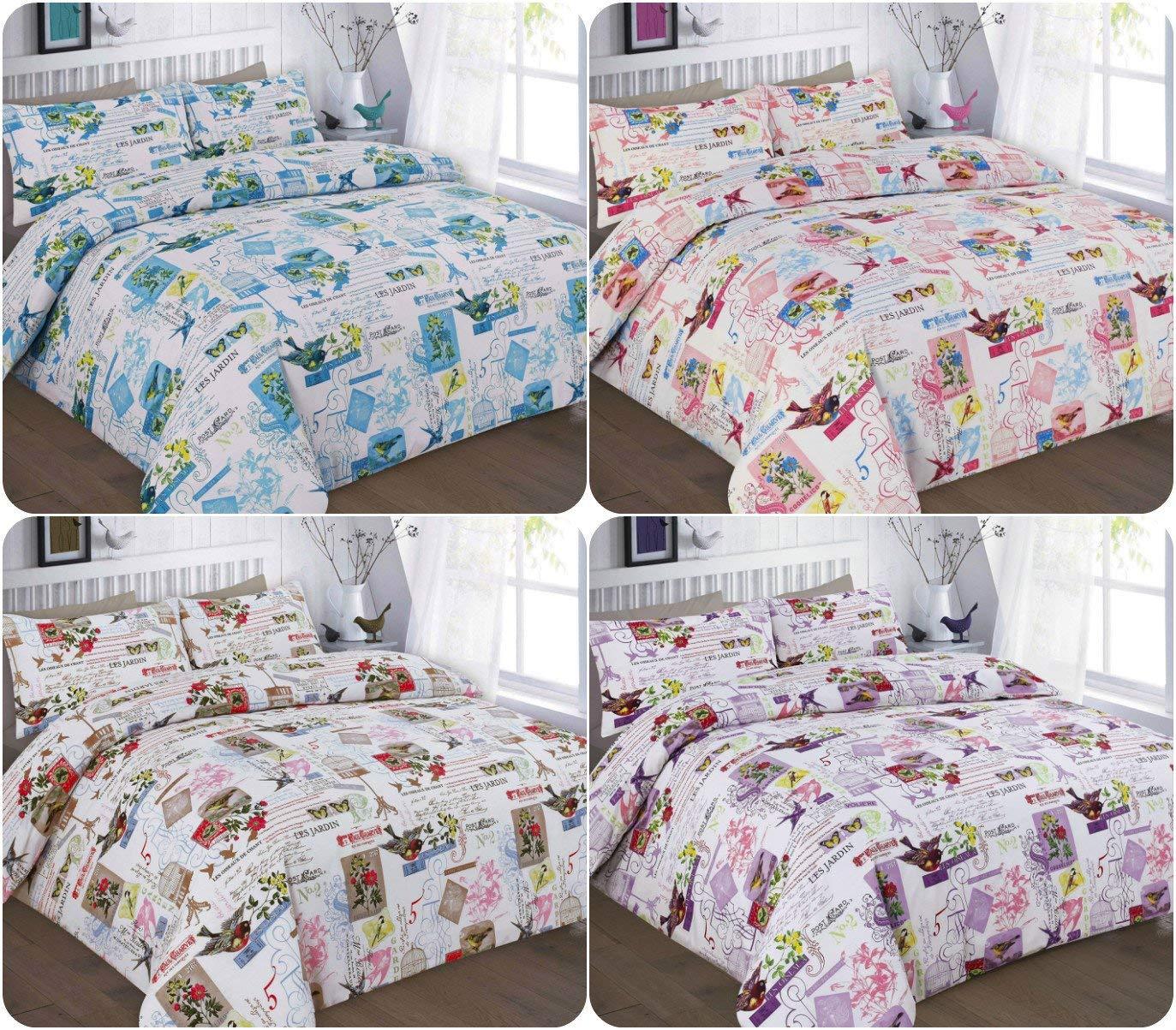 New TILLY BIRD LOVE Butterfly Duvet Quilt Cover Sets ~ with FREE Pillowcases ~ Printed POLYCOTTON Colors Multi, Teal, Purple, Pink ~ UK SIZES - Comfort Style