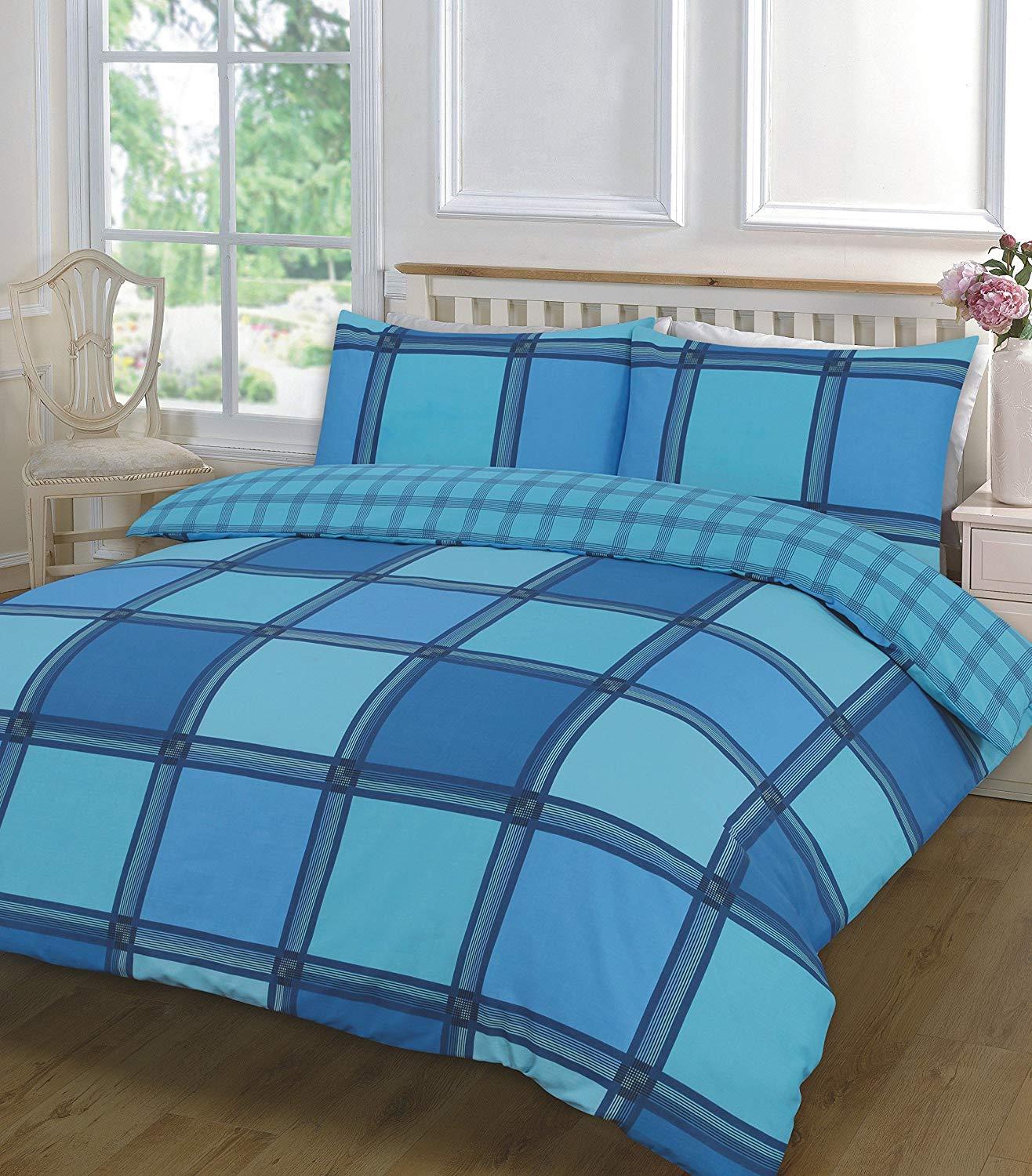 NEW DESIGNERS LUXURY LOGAN QUILT / DUVET COVER SET WITH PILLOW CASES POLY COTTON ALL UK SIZES - Comfort Style