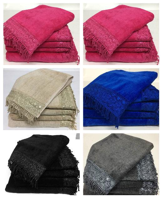 NEW Super 100% Egyptian Cotton (500GSM) Tassel 5 Piece TOWEL BALE SET | 2 Hand Towels ~ 2 Bath Towels ~ 1 Bath Sheet | Soft & Extra Absorbent Towels - Comfort Style