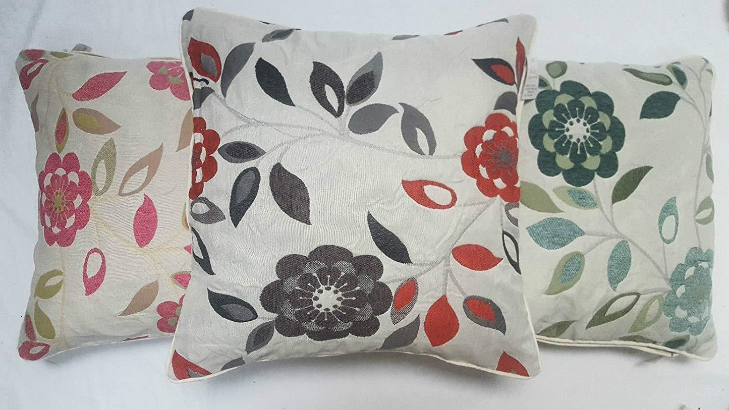 SUPER FINE QUALITY 18" X 18" 100% POLYESTER FLOWERY HOME / OFFICE CUSHIONS & CUSHION COVERS WITH ZIP - Comfort Style
