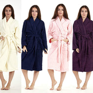 Luxury SUPER QUALITY 100% COTTON BATH ROBES- DRESSING GOWN TERRY TOWEL SOFT TOUCH BATHROBE HOUSECOAT NEW, Standard UK Size (STANDARD, PLUM)