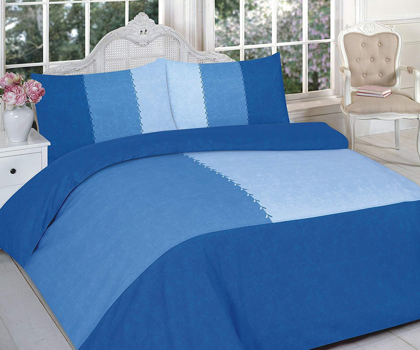 SUEDE PATCH DUVET SET - Quilt / Duvet Cover plus Matching Pillow Cases, DECENT BEDDING All UK Sizes - Comfort Style