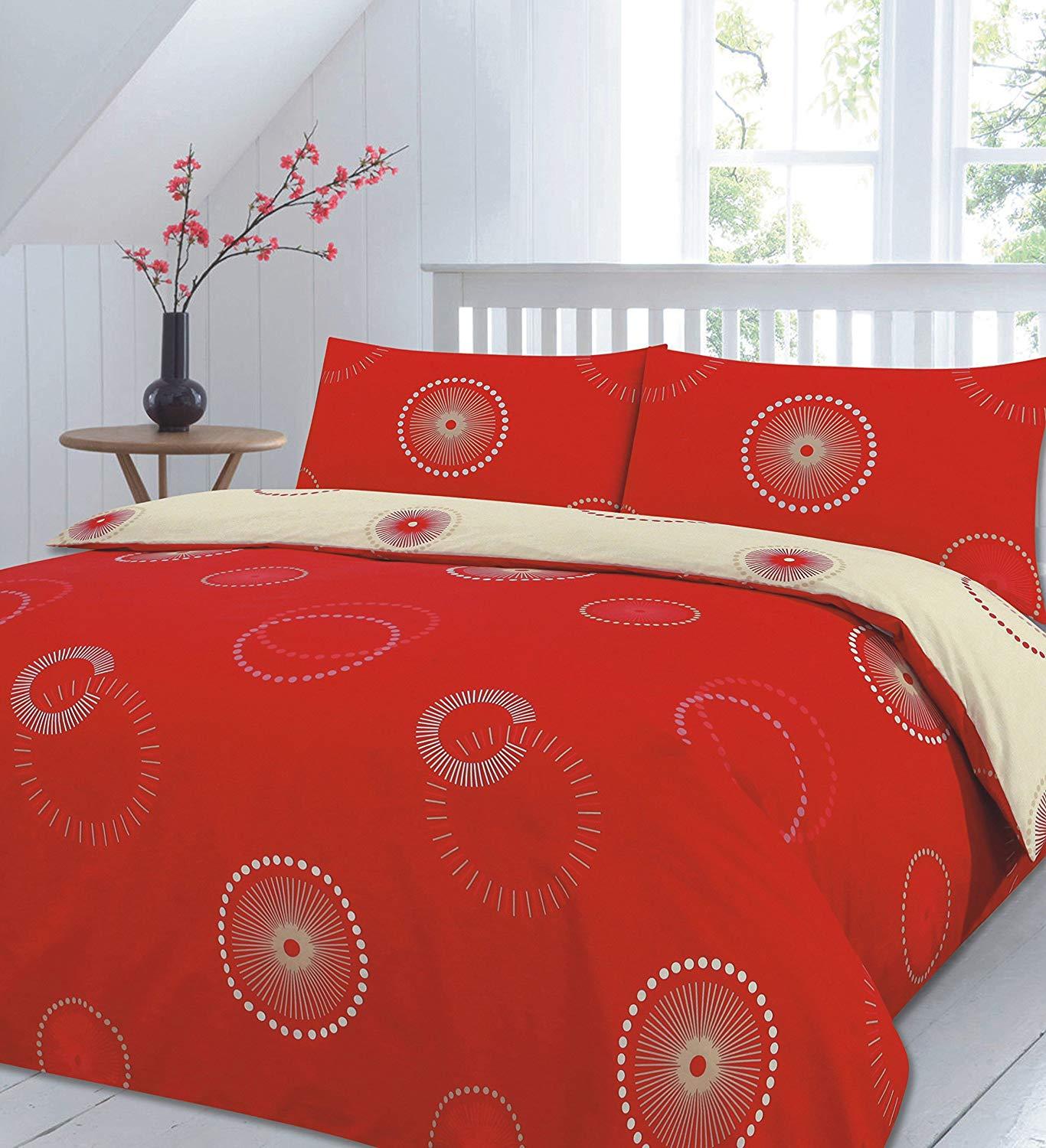 LUXURY EDEN-RED ROMANTIC DUVET SET - INCLUDES DUVET COVER WITH 2 MATCHING PILLOW CASES, POLYCOTON SINGLE DOUBLE KING & SUPER KING ALL UK SIZES NEW (SUPER KING, EDEN - RED) - Comfort Style