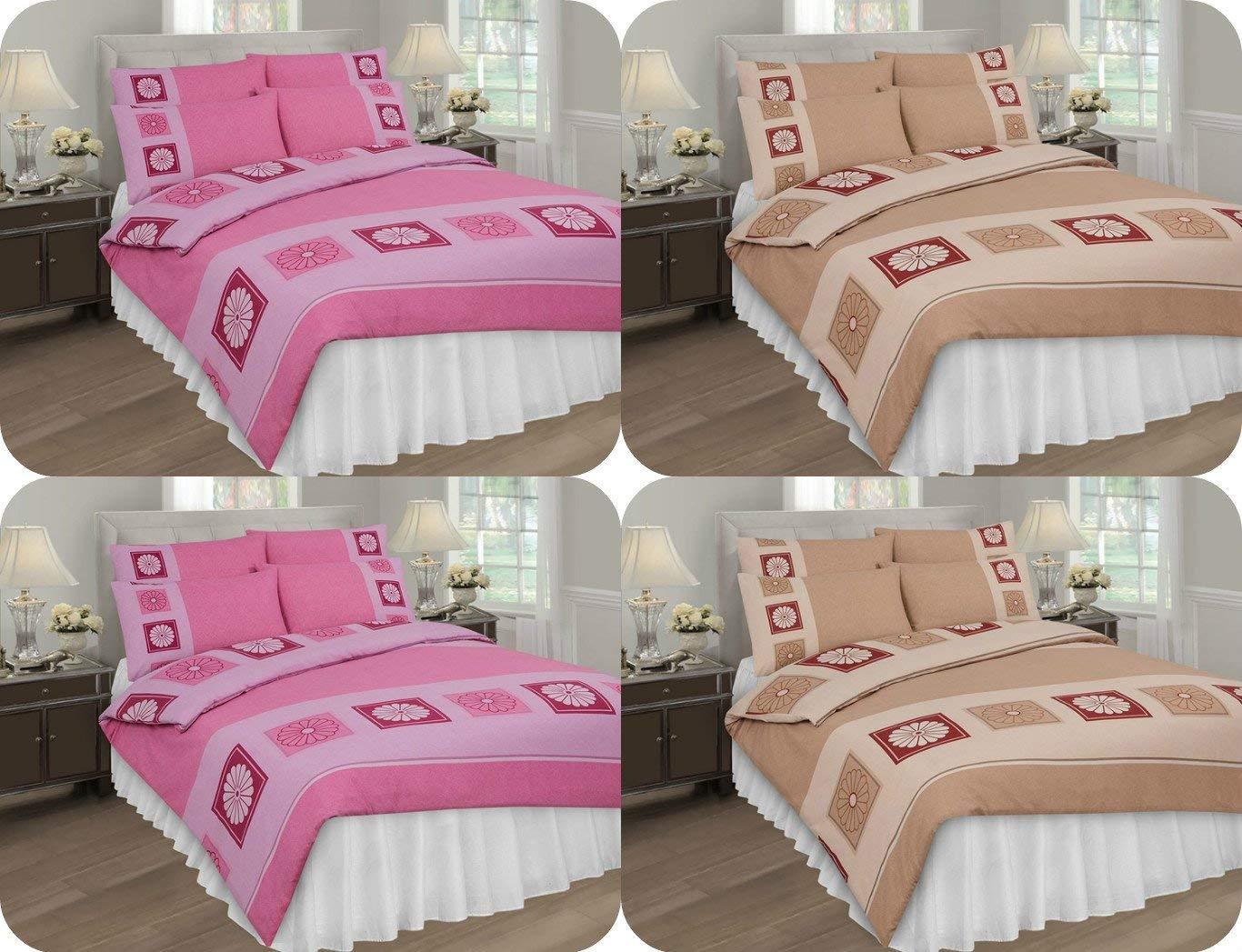 LUXURY POLYCOTON DIWA-PINK DUVET SET-- DUVET COVER + 2 MATCHING PILLOW CASES SINGLE, DOUBLE, KING & SUPER KING UK SIZES - Comfort Style