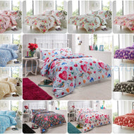 NEW Luxury Printed DUVET QUILT Cover Bedding Sets ~ with matching pillowcases ~ Polycotton 4 Designs: Ashley, Bali, Birds & Bloomsbury ~ UK SIZES