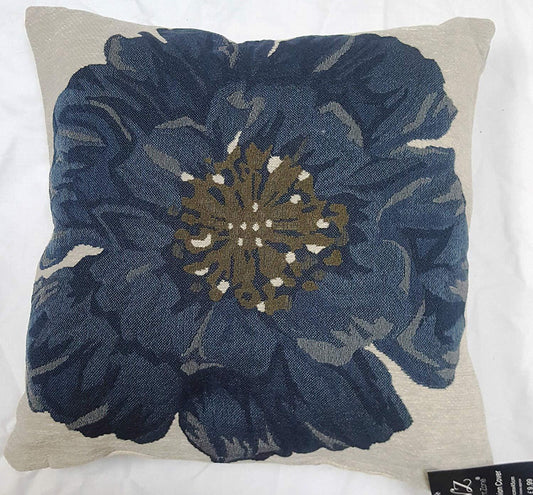 DESIGNER SUPER FINEST QUALITY 18" X 18" FLOWER BLUE-GREY CUSHION AND CUSHION COVERS WITH ZIP (SET OF 6 - Comfort Style