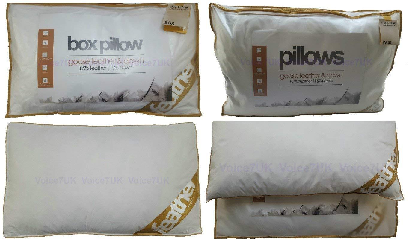 GOOSE FEATHER & DOWN Box Pillow (1 Pillow) --- OR --- GOOSE FEATHER & DOWN Pillows (Pillow Pair) ~ 85% Goose Feather & 15% Down - Comfort Style