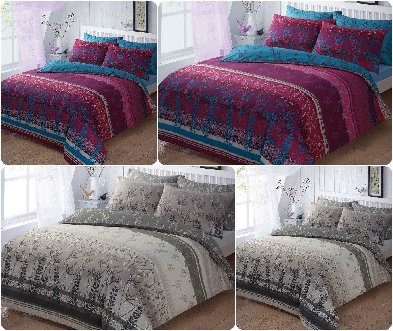 UK sizes Duvet Cover Set with Pillowcases BLOSSOM GARDEN ~ Premium PolyCotton Quilt Linen Bedding Set (NATURAL, Super King DUVET SET) - Comfort Style