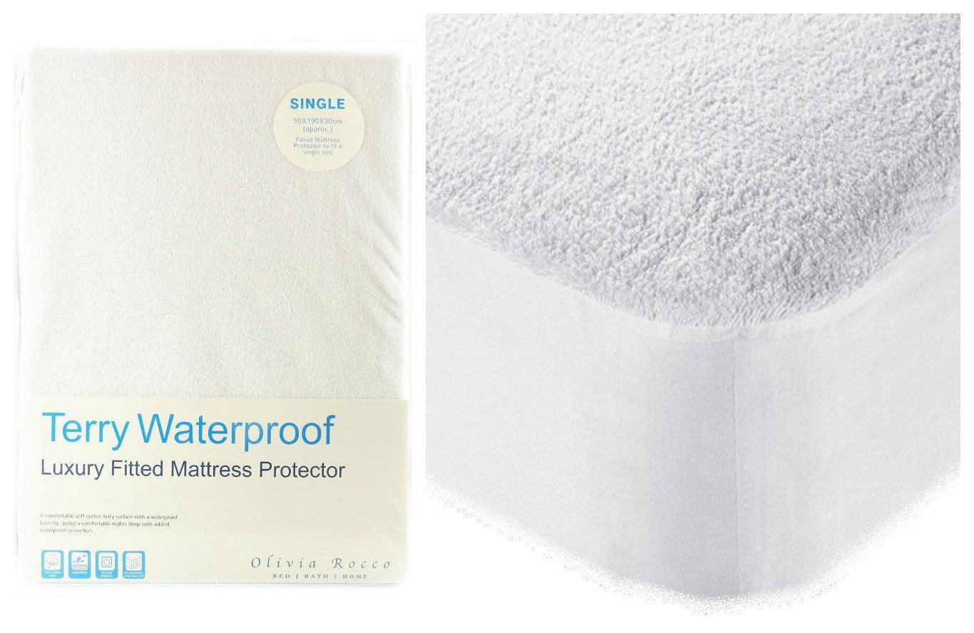 Olivia Rocco Luxury Terry Waterproof Mattress Protector, Extra Deep Fitted Mattress Protectors By (Single) - Comfort Style