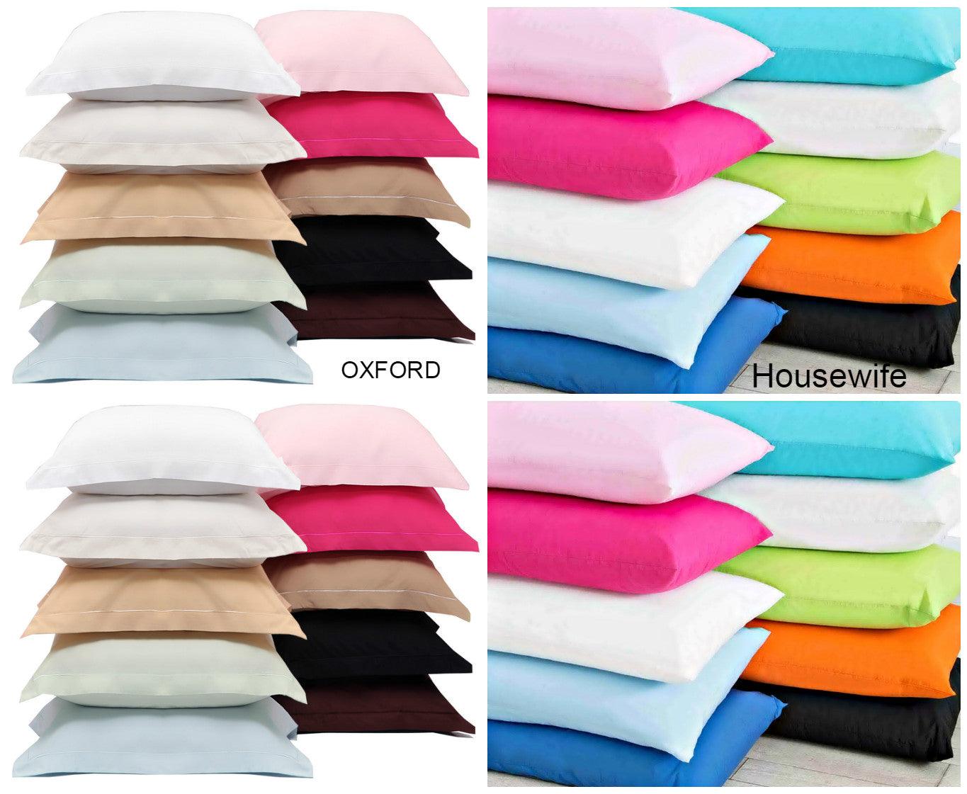 T200 HOUSEWIFE & OXFORD Pillowcases ~ 100% Egyptian Cotton ~ PERCALE 200 Thread Count continental PILLOWCASES ~ 11 Stunning COLORS (OXFORD PillowCases (PAIR), CHOCO) - Comfort Style