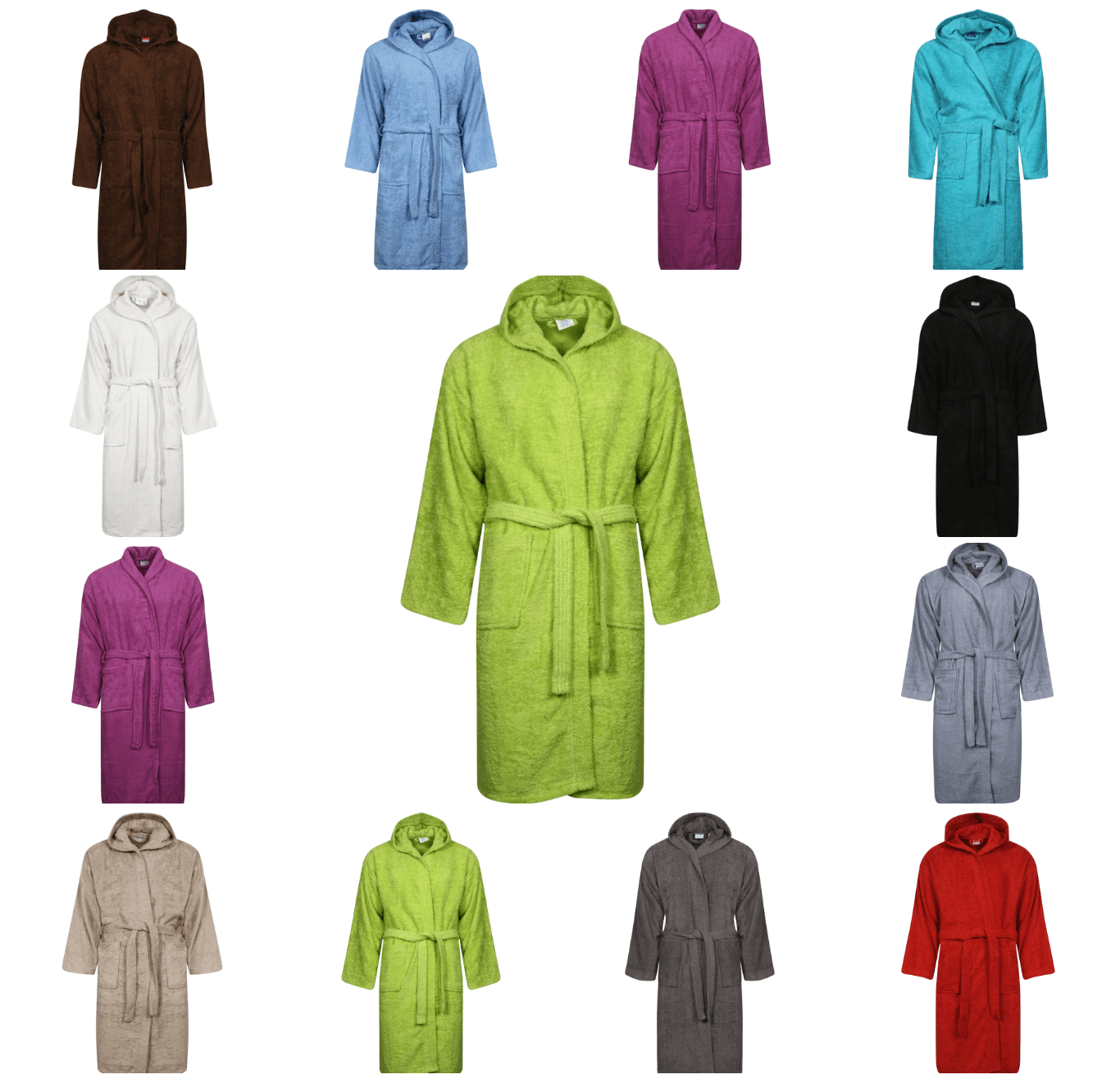 Luxury UNISEX Adult Hooded Terry Towel BATHROBE ~ 100% Egyptian COTTON ~ Bathrobes with Toweling Belt ~ ONE STANDARD SIZE (ONE STANDARD SIZE, SKY BLUE) - Comfort Style