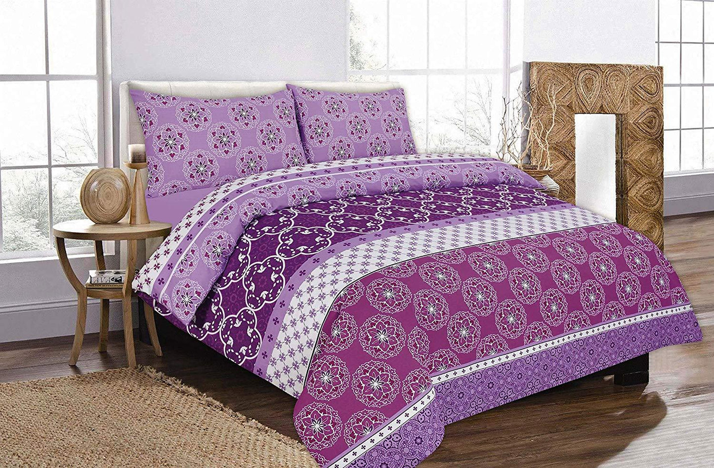 New ROBYN 3pc DUVET QUILT Cover Bedding Set ~ Floral Printing on POLYCOTTON Fabric ~ 4 Colors & UK SIZES Available - Comfort Style