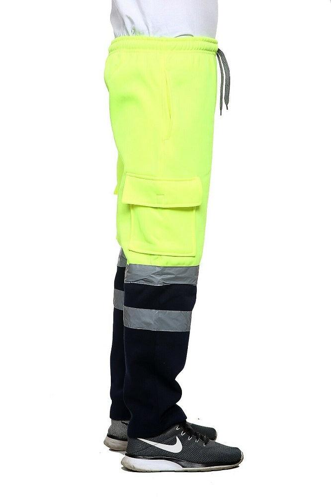 Men Hi Vis Visibility Reflective Safety Work Wear Hoodie Tops Jogging Bottom - Comfort Style