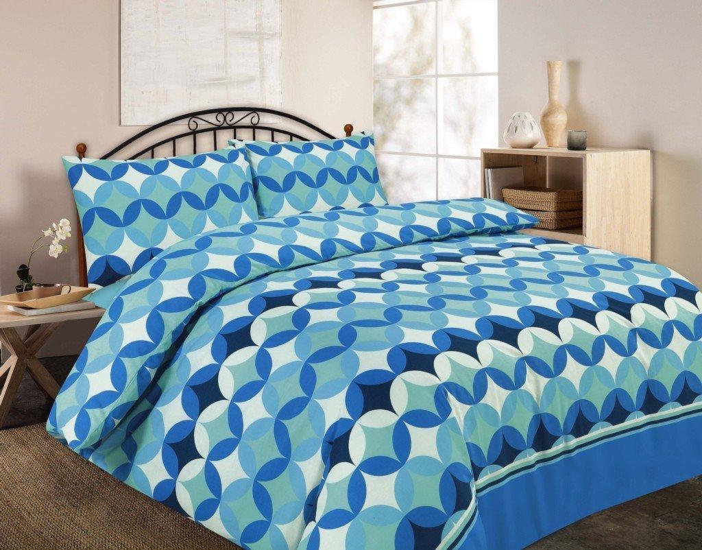 Decent “GRANT Spring Circles Reversible DUVET COVER + Matching Pillowcases ~ Printed PolyCotton Quilt Bedding Sets ~ UK SIZE (TEAL, SINGLE) - Comfort Style
