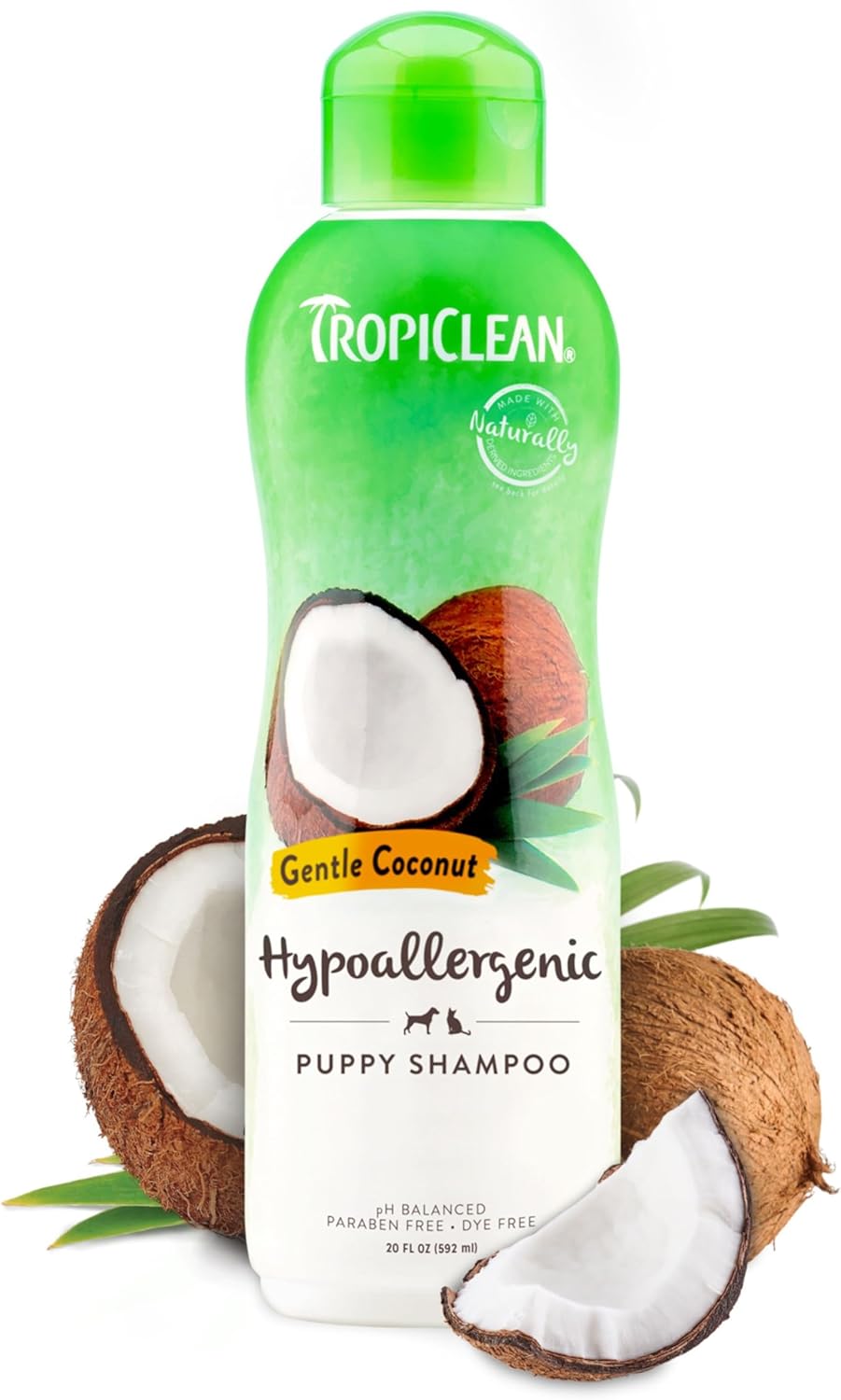 TropiClean Dog Shampoo Grooming Supplies - Hypoallergenic Puppy & Kitten Shampoo Gentle Cleansing for Sensitive Skin - Derived from Natural Ingredients - Used by Groomers - Gentle Coconut