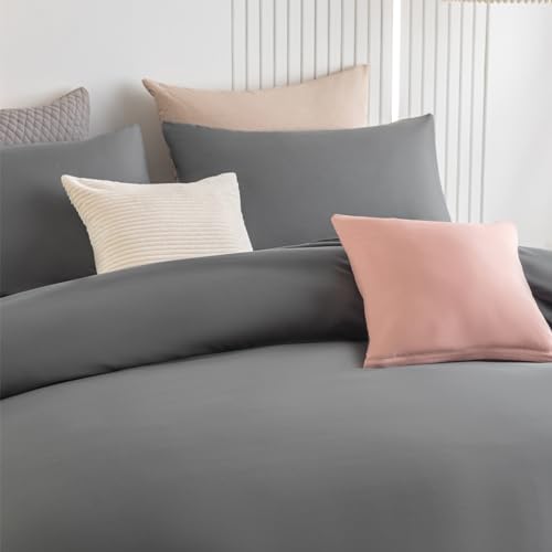 Soifox Duvet Cover Set - Bedding Set Bed with Zipper Closure, Soft Microfiber Duvet Cover with 2 Pillowcases - Comfort Style