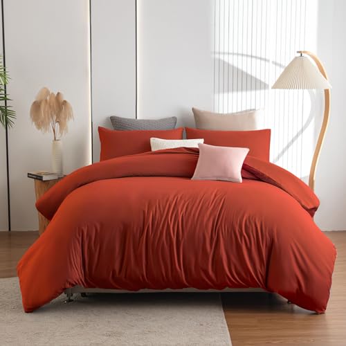 Soifox Duvet Cover Set - Bedding Set Bed with Zipper Closure, Soft Microfiber Duvet Cover with 2 Pillowcases - Comfort Style