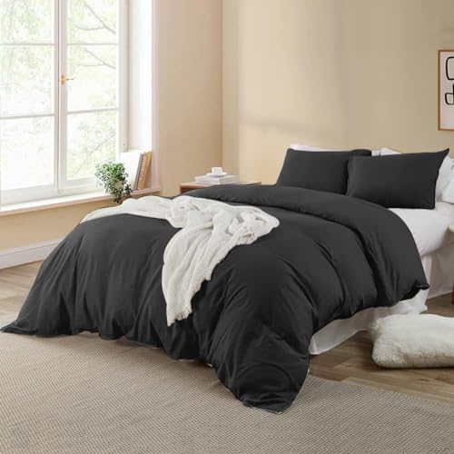 Soifox Duvet Cover Set - Bedding Set Bed with Zipper Closure, Soft Microfiber Duvet Cover with 2 Pillowcases - Comfort Style