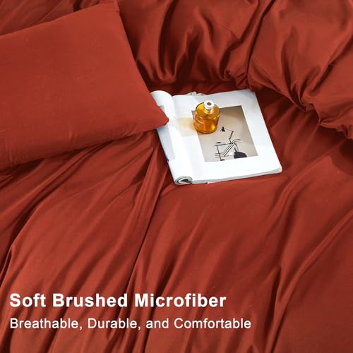 Soifox Duvet Cover Set - Bedding Set Bed with Zipper Closure, Soft Microfiber Duvet Cover with 2 Pillowcases - Comfort Style