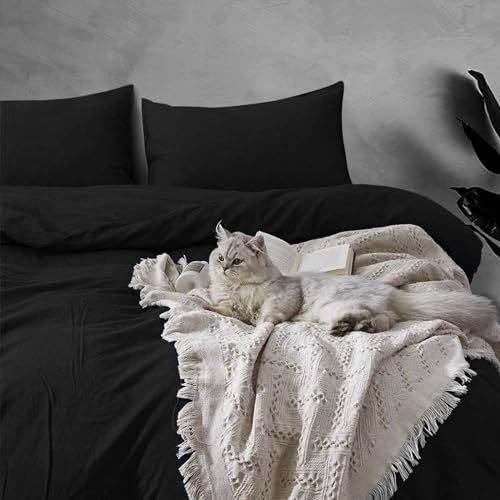 Soifox Duvet Cover Set - Bedding Set Bed with Zipper Closure, Soft Microfiber Duvet Cover with 2 Pillowcases - Comfort Style