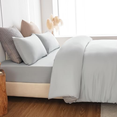 Soifox Duvet Cover Set - Bedding Set Bed with Zipper Closure, Soft Microfiber Duvet Cover with 2 Pillowcases - Comfort Style