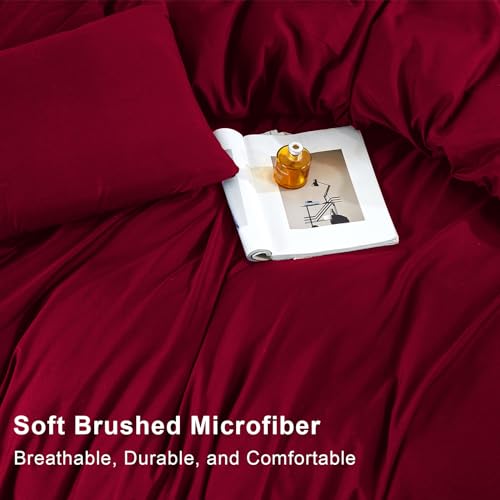 Soifox Duvet Cover Set - Bedding Set Bed with Zipper Closure, Soft Microfiber Duvet Cover with 2 Pillowcases - Comfort Style