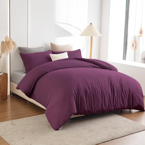 Soifox Duvet Cover Set - Bedding Set Bed with Zipper Closure, Soft Microfiber Duvet Cover with 2 Pillowcases - Comfort Style
