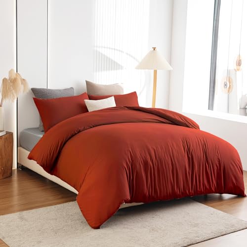 Soifox Duvet Cover Set - Bedding Set Bed with Zipper Closure, Soft Microfiber Duvet Cover with 2 Pillowcases - Comfort Style