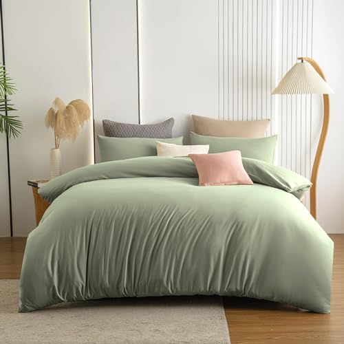 Soifox Duvet Cover Set - Bedding Set Bed with Zipper Closure, Soft Microfiber Duvet Cover with 2 Pillowcases - Comfort Style