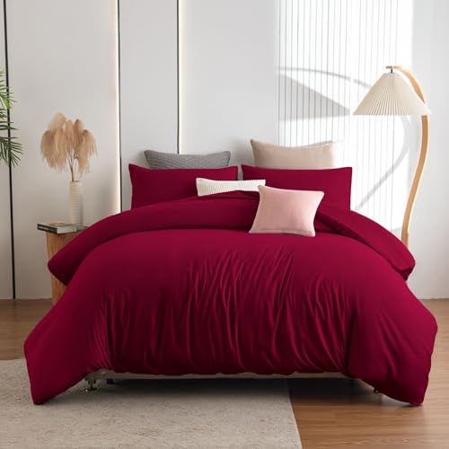 Soifox Duvet Cover Set - Bedding Set Bed with Zipper Closure, Soft Microfiber Duvet Cover with 2 Pillowcases - Comfort Style
