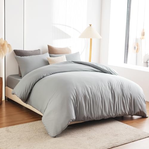 Soifox Duvet Cover Set - Bedding Set Bed with Zipper Closure, Soft Microfiber Duvet Cover with 2 Pillowcases - Comfort Style