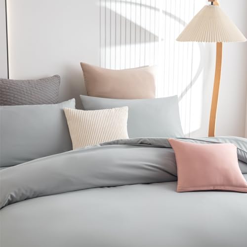 Soifox Duvet Cover Set - Bedding Set Bed with Zipper Closure, Soft Microfiber Duvet Cover with 2 Pillowcases - Comfort Style
