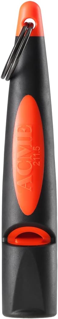 ACME Dog Whistle No. 211.5 (Update 2023) with Free Whistle Band in Matte Black, Alpha, Ideal for Callback, Long Range, Frequency Standardised (Black/DG Orange)
