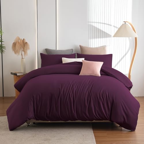 Soifox Duvet Cover Set - Bedding Set Bed with Zipper Closure, Soft Microfiber Duvet Cover with 2 Pillowcases - Comfort Style