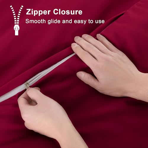 Soifox Duvet Cover Set - Bedding Set Bed with Zipper Closure, Soft Microfiber Duvet Cover with 2 Pillowcases - Comfort Style