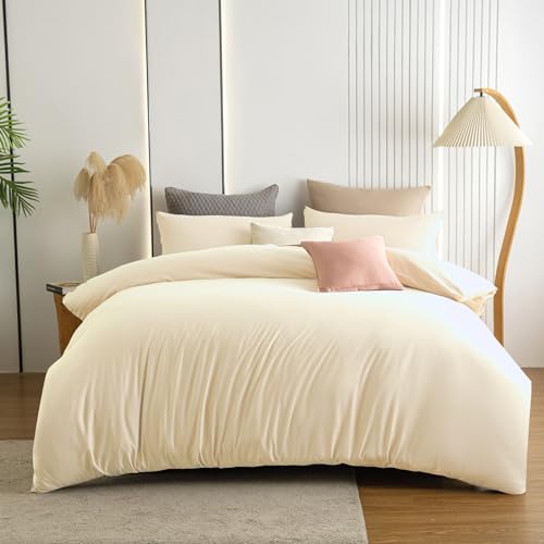 Soifox Duvet Cover Set - Bedding Set Bed with Zipper Closure, Soft Microfiber Duvet Cover with 2 Pillowcases - Comfort Style