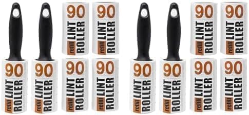 Redberry Value Lint Rollers - 2 Lint Rollers + 4 Replacements - 540 SHEETS IN TOTAL - 90 Sheets per Roll - Perfect for Pet Hair, Fluff, Dust - Can be Applied at any Fabric - Comfort Style