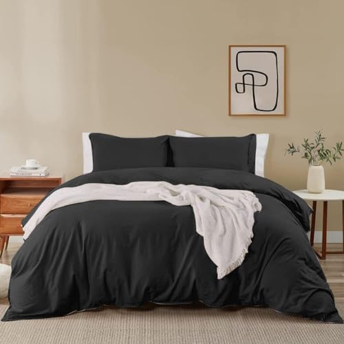 Soifox Duvet Cover Set - Bedding Set Bed with Zipper Closure, Soft Microfiber Duvet Cover with 2 Pillowcases - Comfort Style