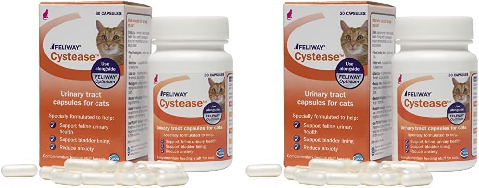 Feliway Cystease 30 Capsule Pack, 30 Feliway Cystease Capsules For Cats Urinary Tract Infection Treatment, Cat Supplements To Help Stress Related Bladder Issues And Reduce Cat Anxiety In Your Pet - Comfort Style