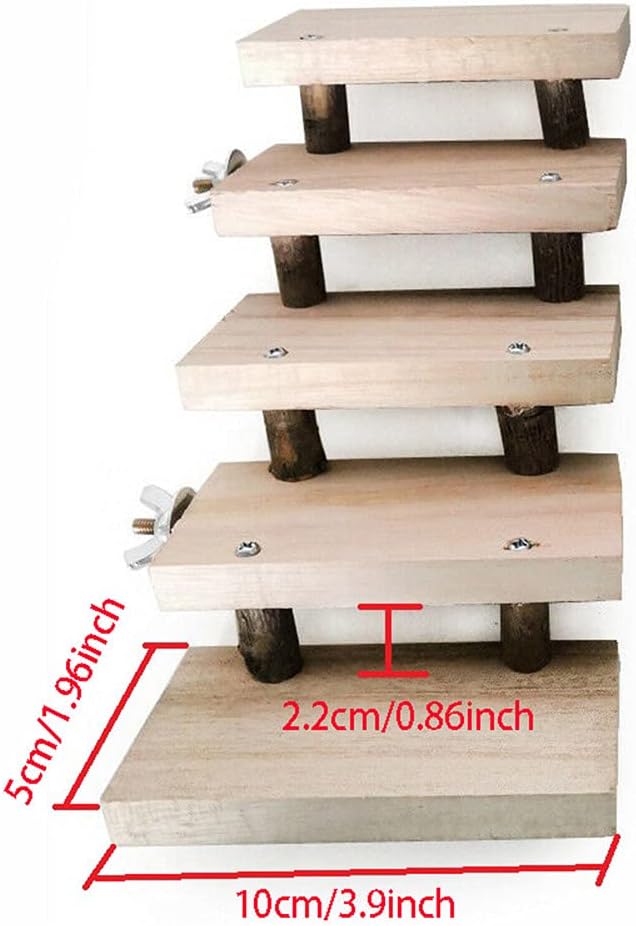 NganSuRong Natural Wooden Hamster Parrot Bird Cage Toy Pet Mouse Climbing Swing 5 Layers Ladder Stairs Platform Bridge Springboard Training Tool - Comfort Style