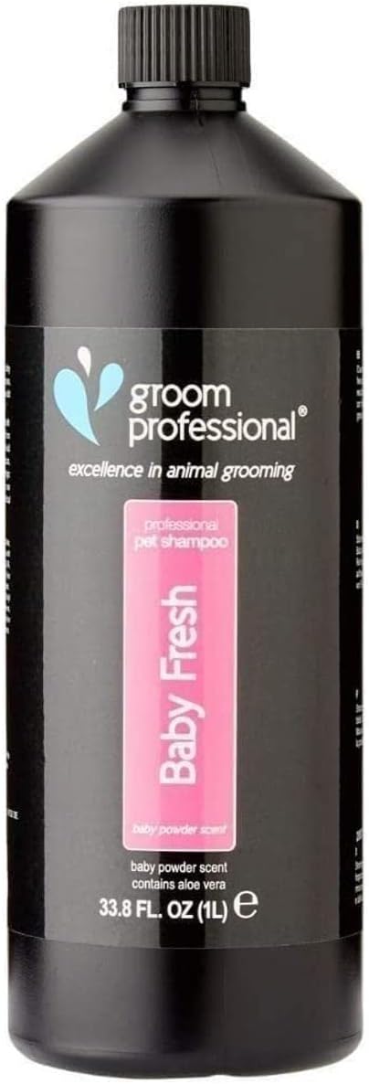 GROOM PROFESSIONAL Baby Fresh Dog Shampoo - Soothing Baby Powder Dog Shampoo - Gentle for Sensitive or Itchy Skin - Removes Dandruff & Smelly Puppy Odours, w/Aloe Vera to Help Itching Relief, 1L